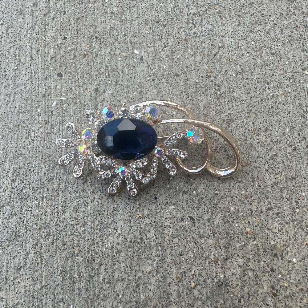 Sophisticated Blue and Silver Brooch